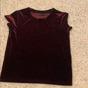 maroon velvet tshirt